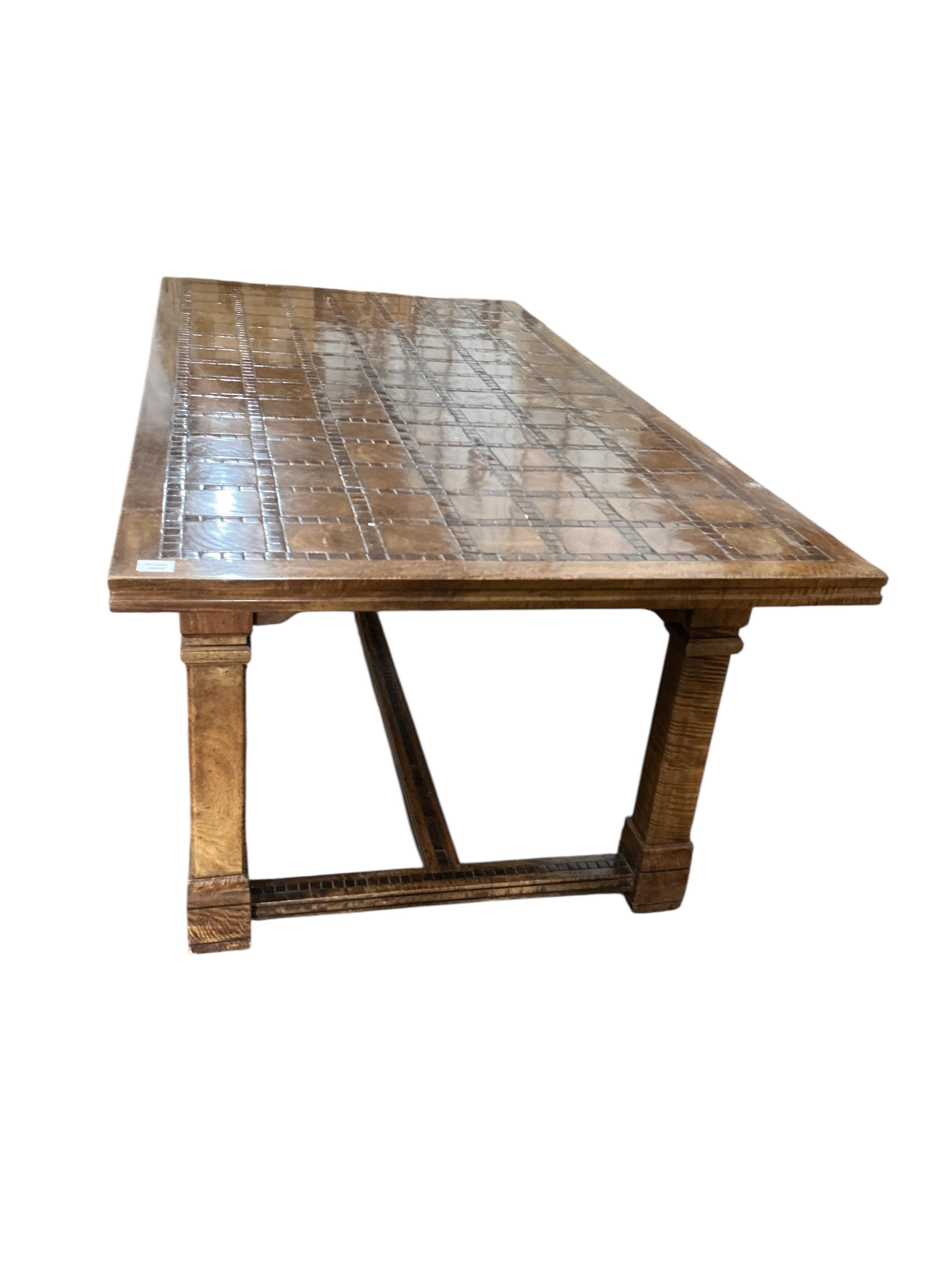 A rectangular hardwood refectory dining table, width 201cm, depth 100cm, height 76cm